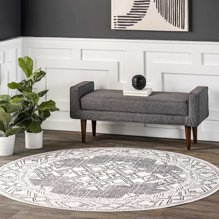 Nuloom Mia Machine Washable Geometric Medallion Area Rug 8ft BIRV15A-R808